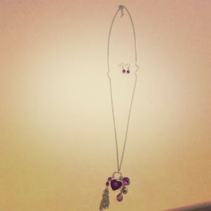 Purple Heart shaped necklace set